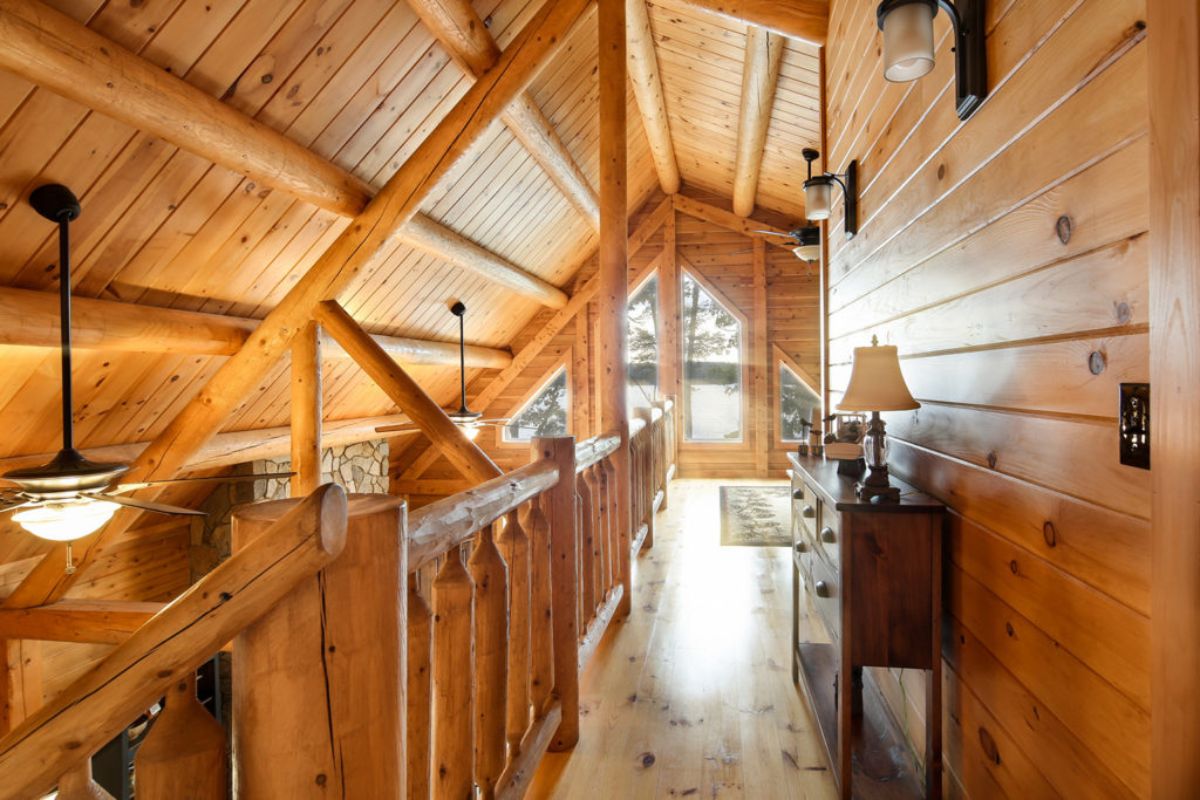 loft hall showing great room windows in background