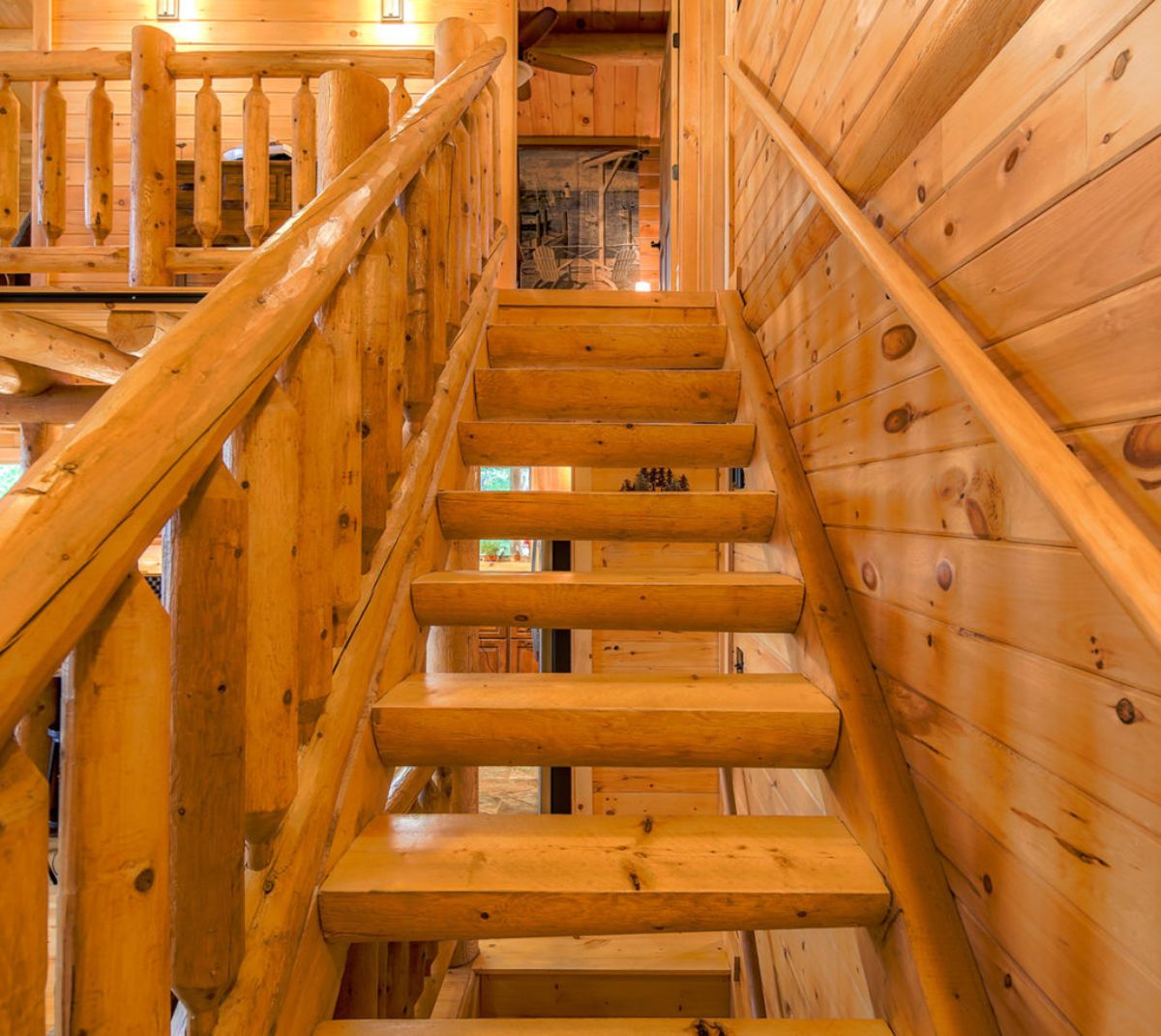half log stairs to loft