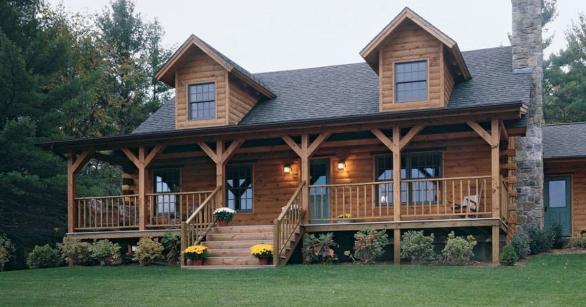 The Hamilton Log Cabin Includes a Covered Porch You'll Love