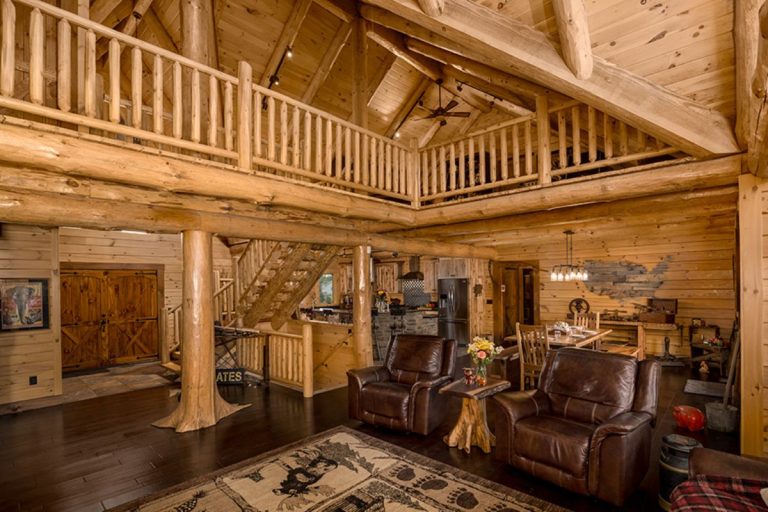 The Sweetwater Log Cabin Has a Unique Loft Home Office