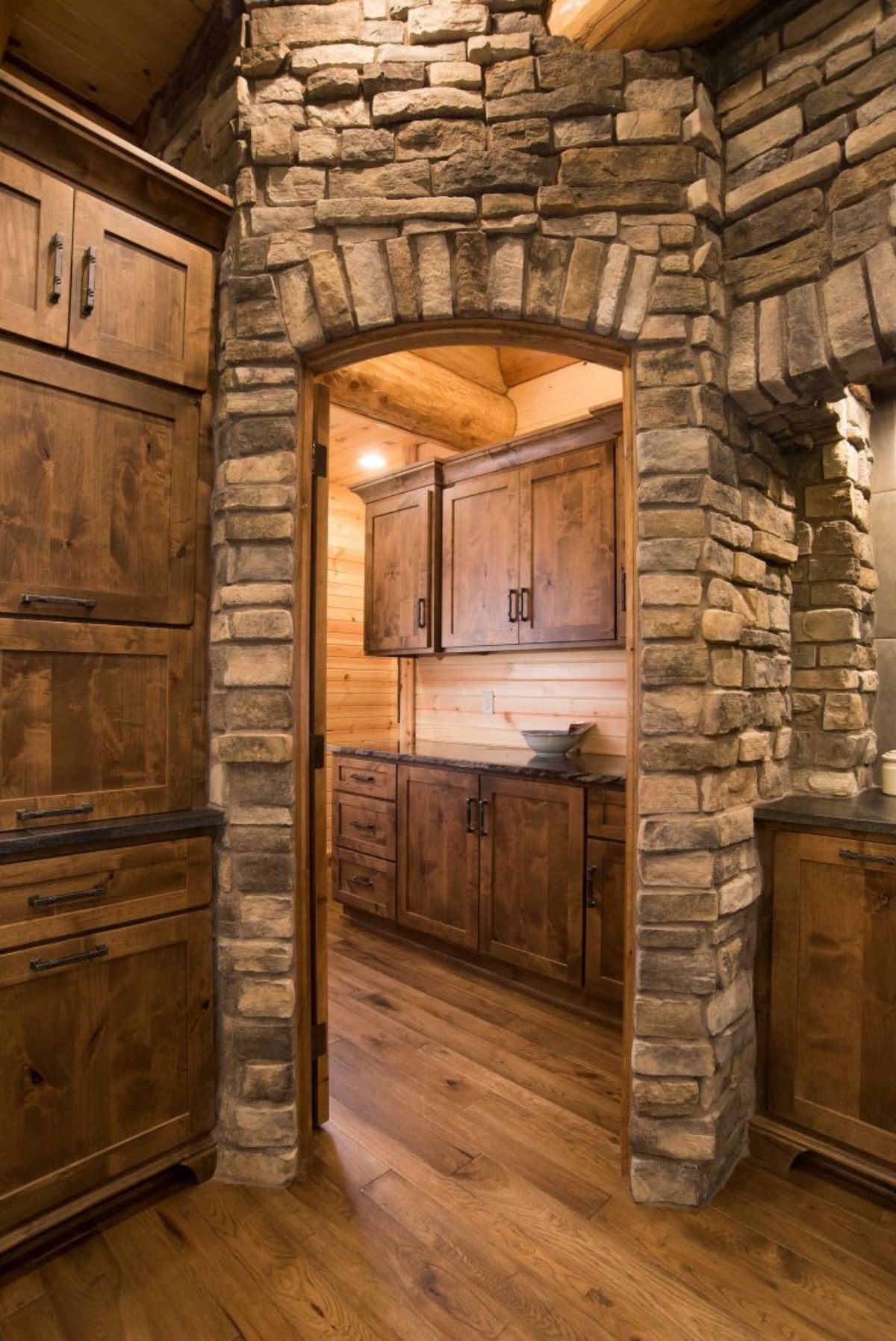 stone archway looking into pantry