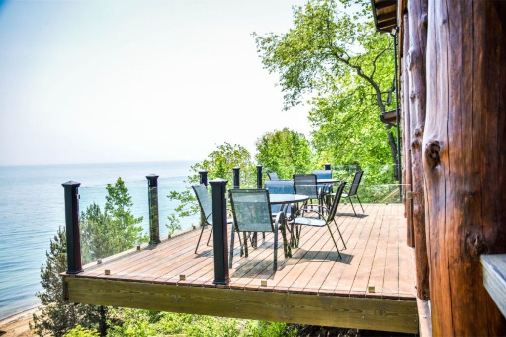 The Lake Huron Log Cabin Features Breathtaking Views