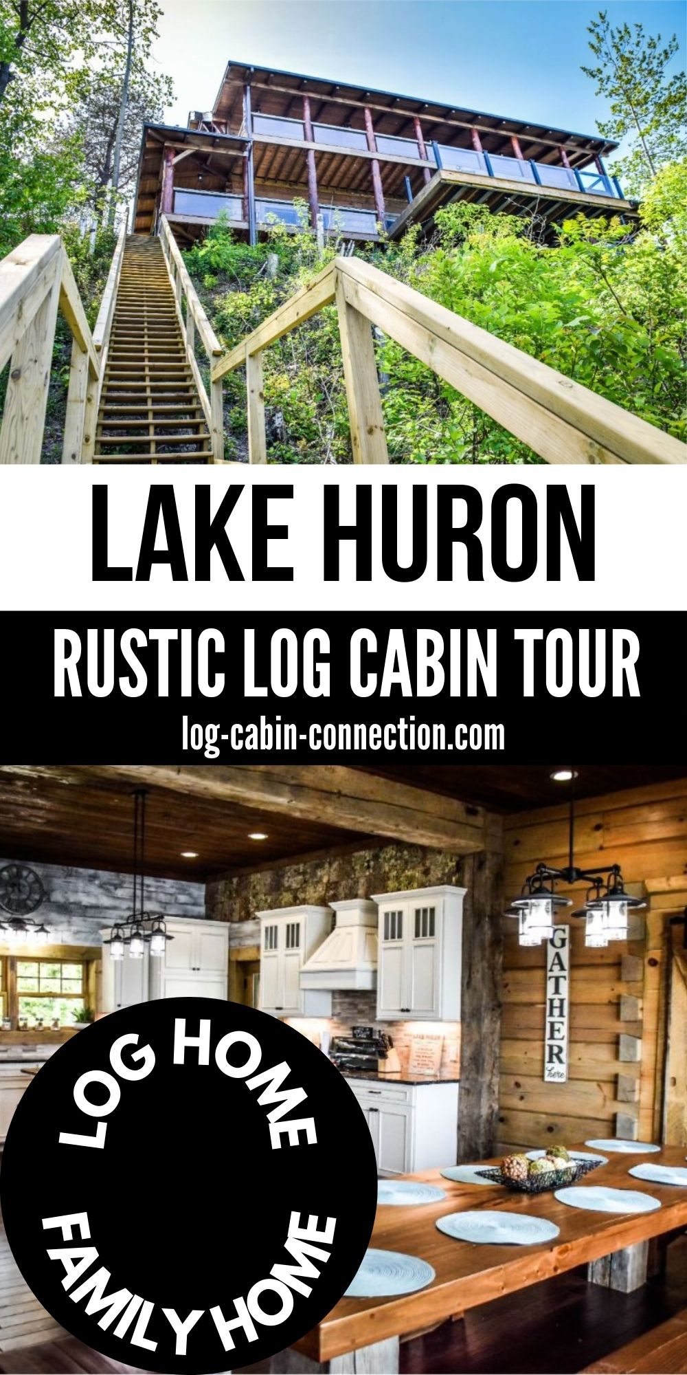 The Lake Huron Log Cabin Features Breathtaking Views