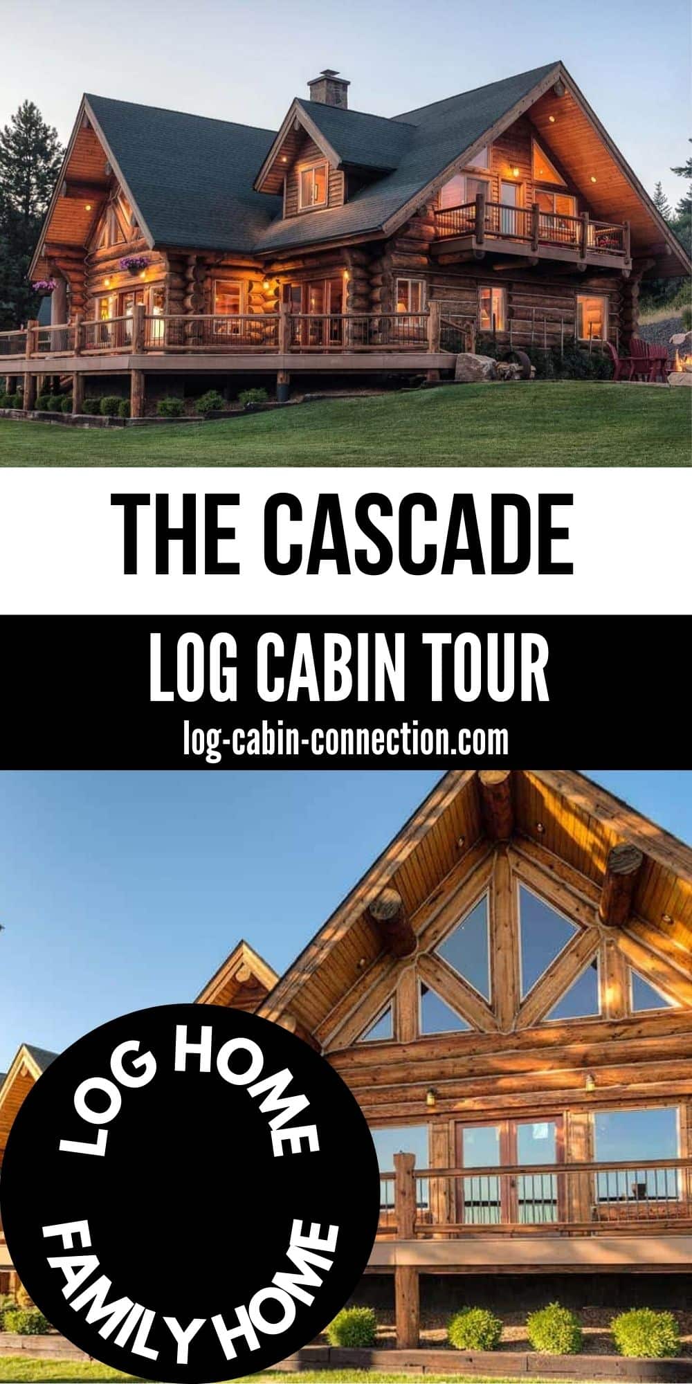 The Cascade Log Cabin Includes an Attached 3 Car Garage