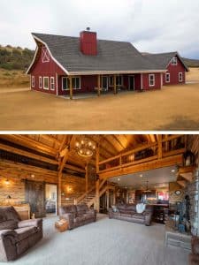 collage image of barn home