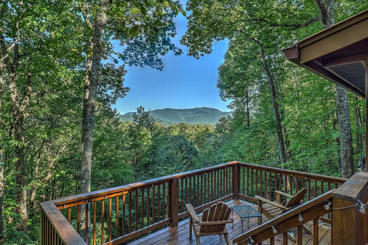 porch view across trees to moutain